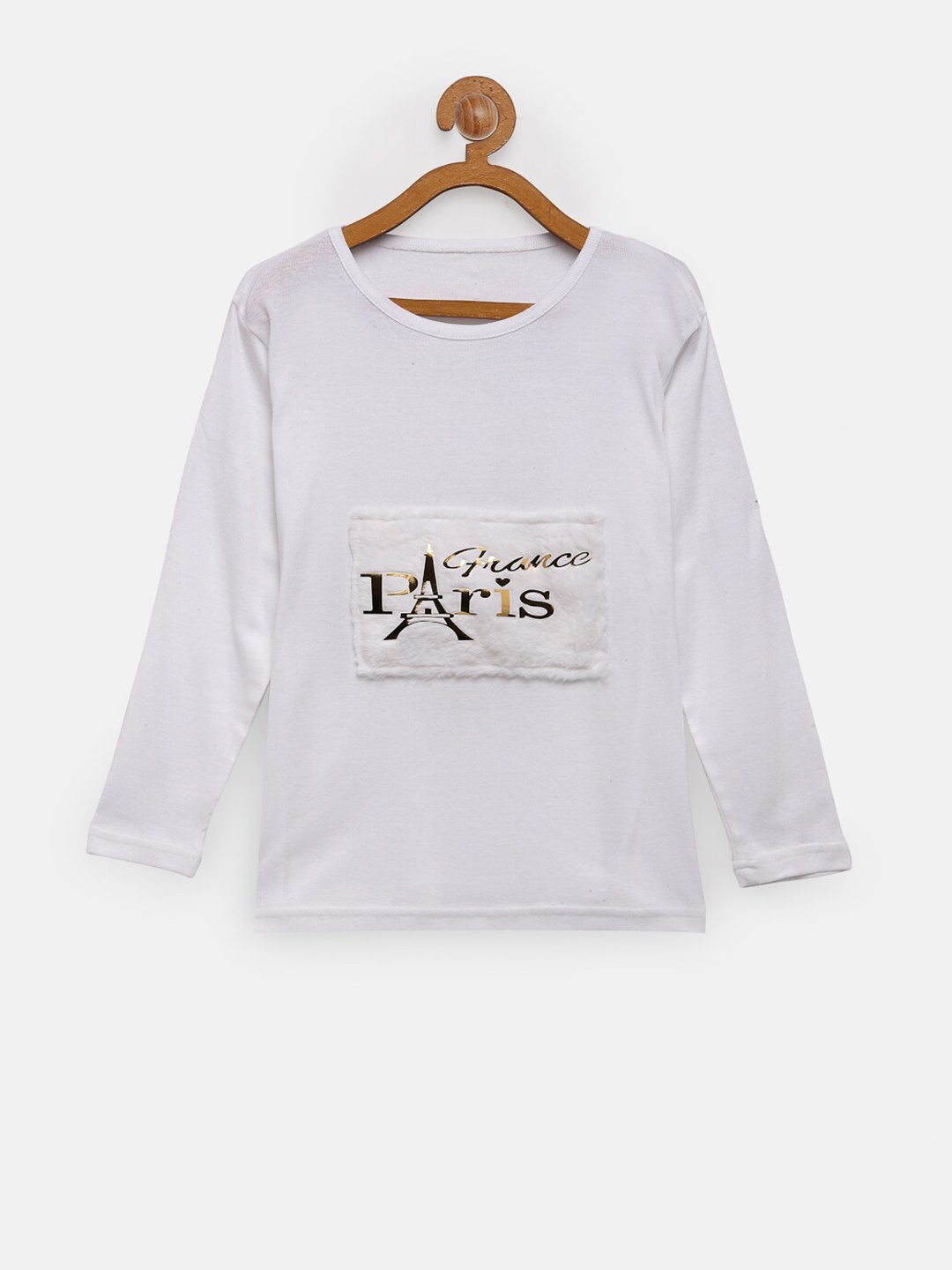 

NYNSH Girls White Printed Applique T-shirt