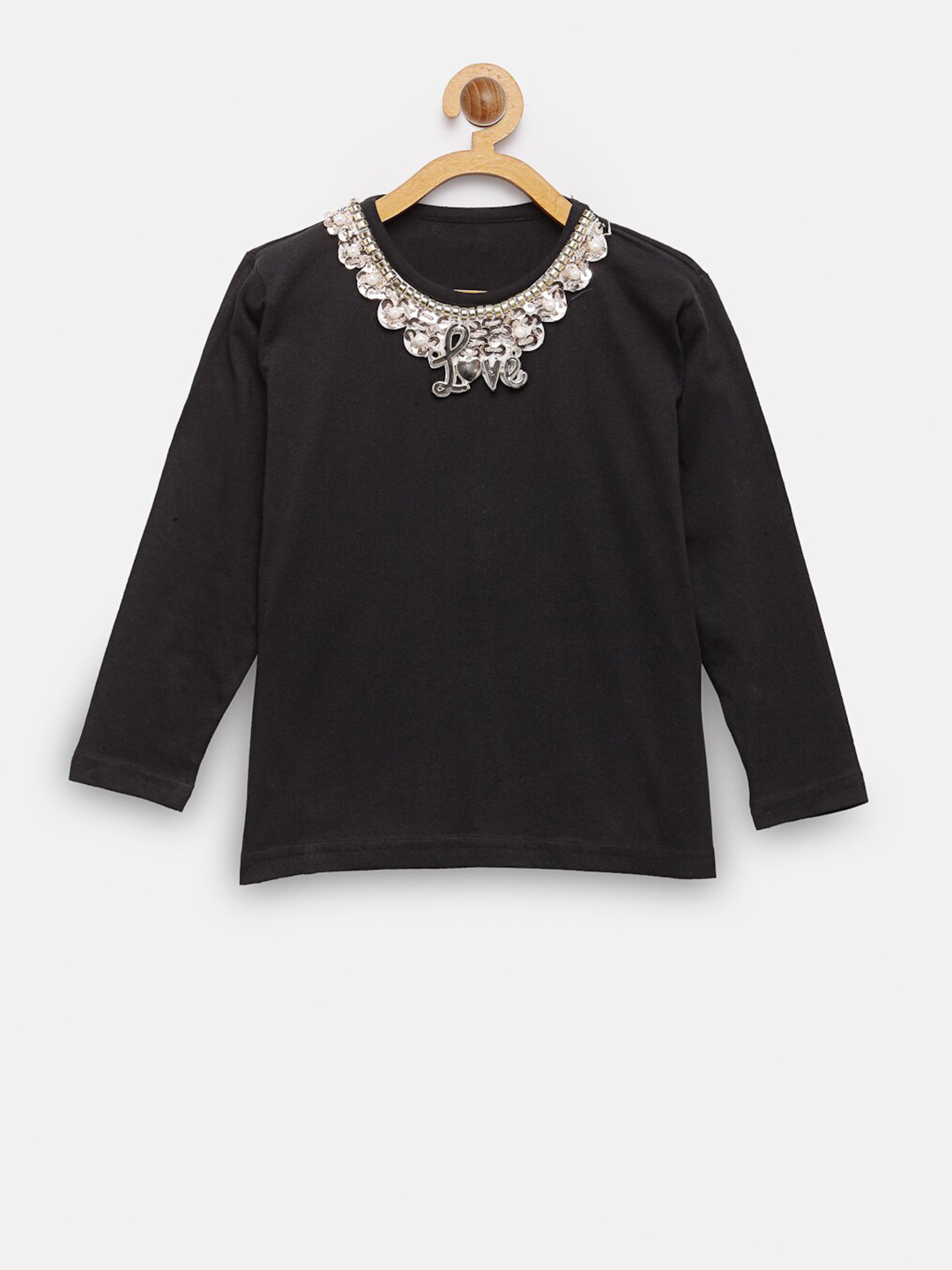 

NYNSH Girls Black V-Neck T-shirt