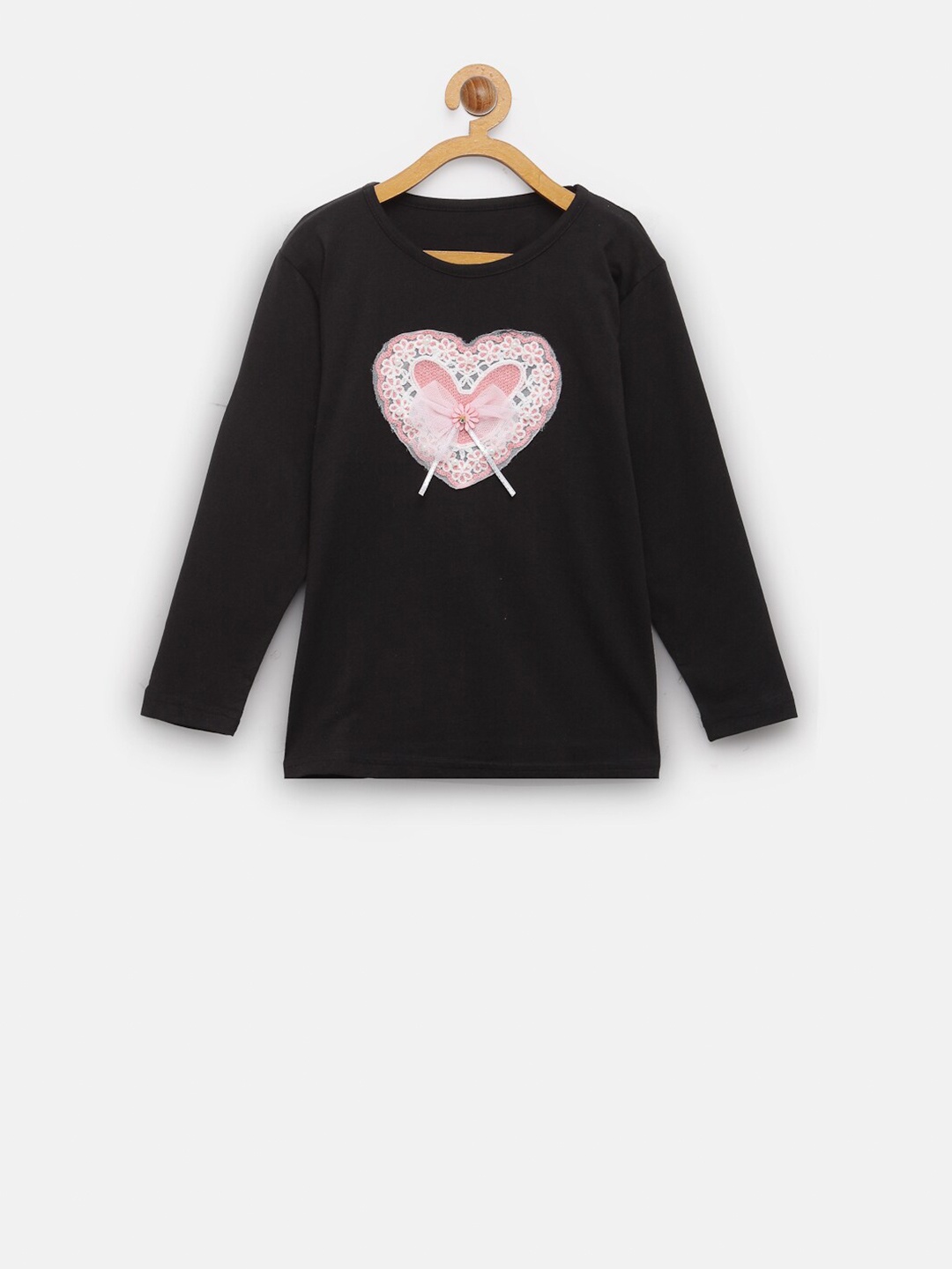 

NYNSH Girls Black Applique T-shirt