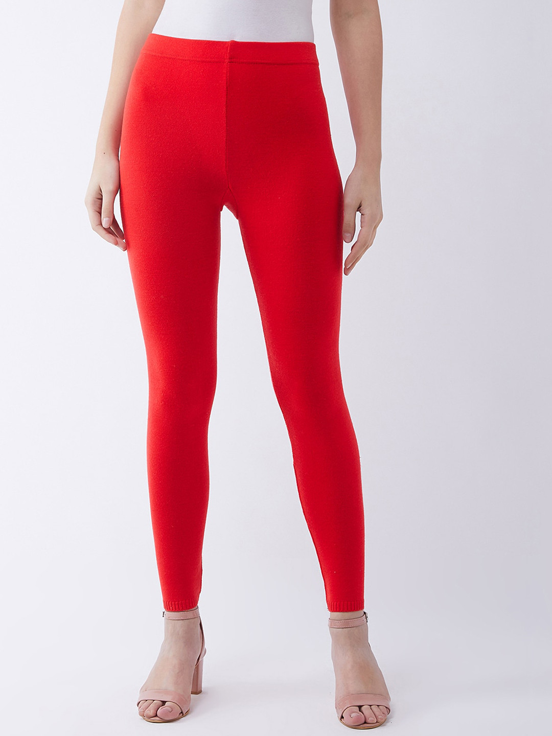 

RVK Women Red Solid Slim-Fit Woolen Leggings