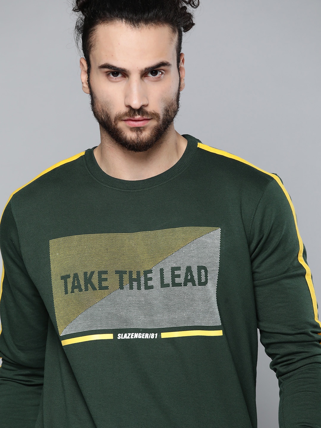 

Slazenger Men Green Printed Athleisure Sweatshirt