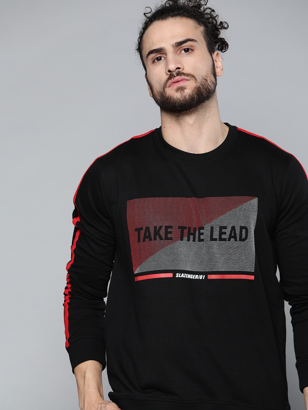 

Slazenger Men Black Printed Athleisure Sweatshirt