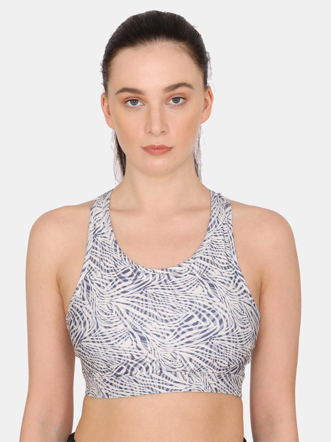 

Zelocity by Zivame Blue & White Abstract Sports Bra