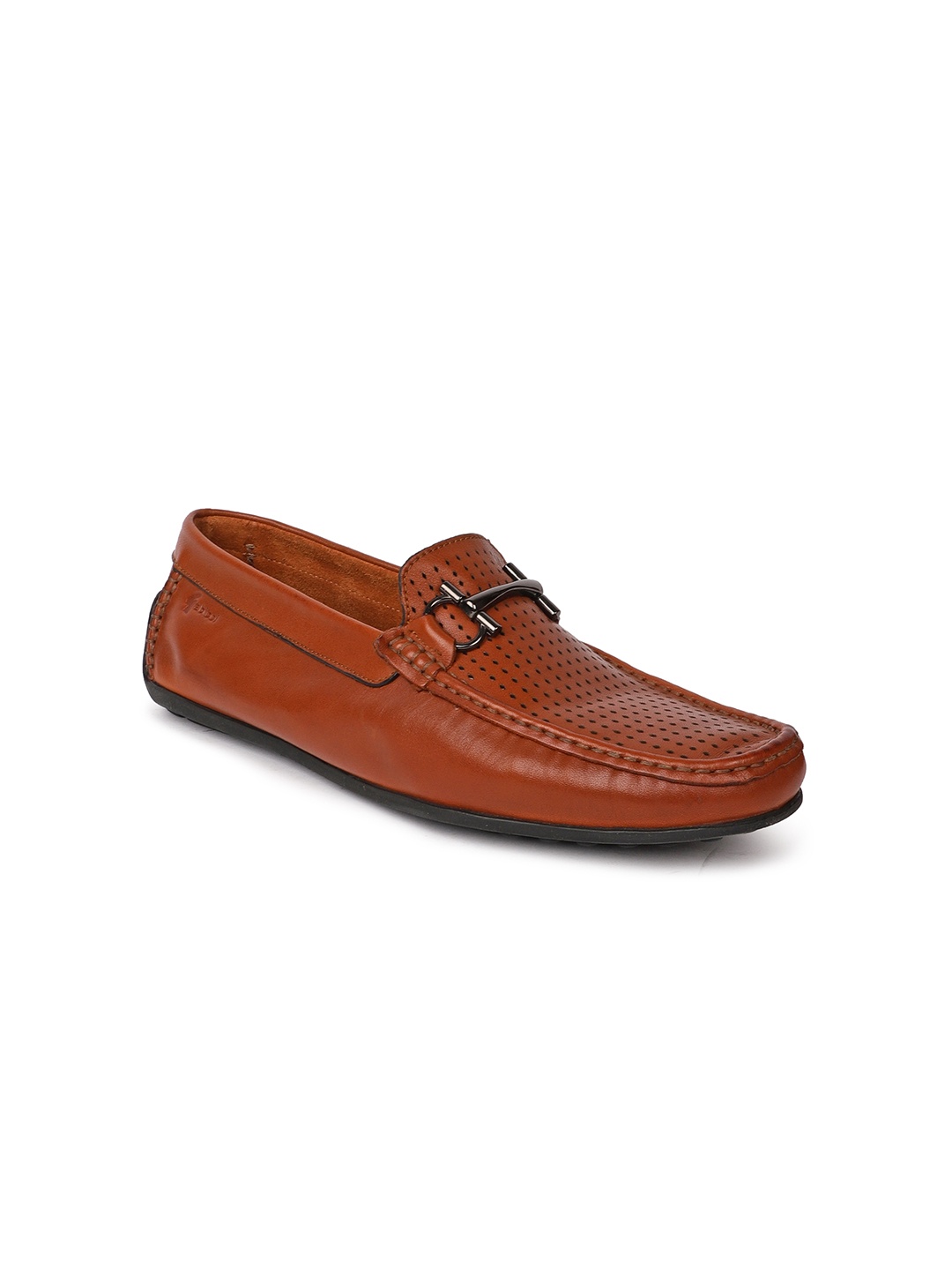 

GABICCI Men Tan Perforated Leather Loafers