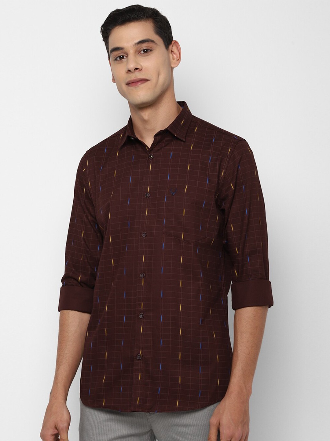 

Allen Solly Men Maroon Slim Fit Opaque Checked Cotton Casual Shirt