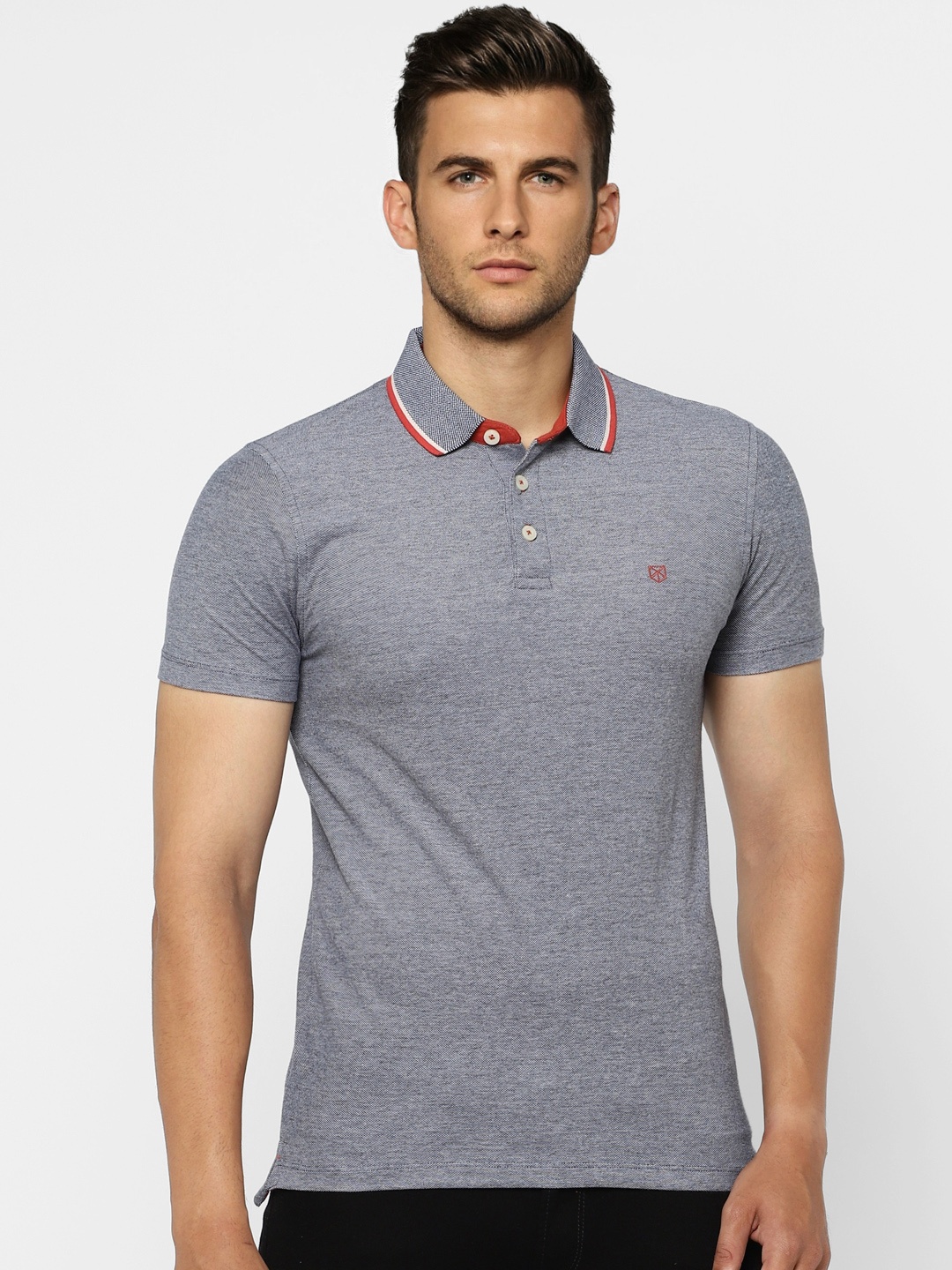 

Jack & Jones Polo Collar Pure Cotton Slim Fit T-shirt, Grey