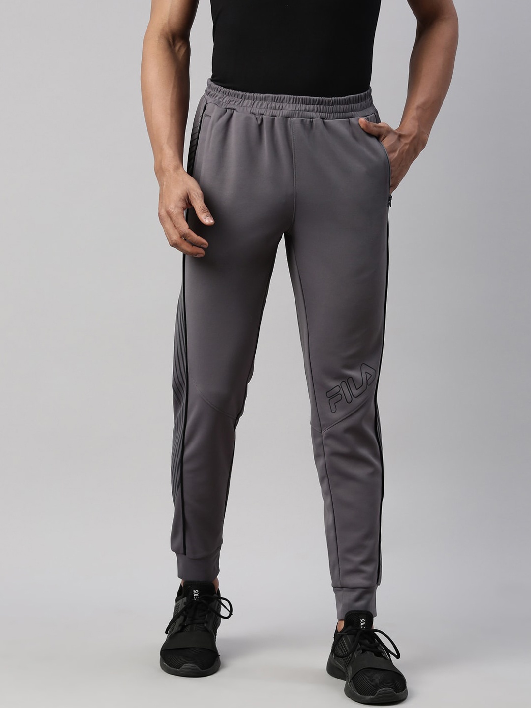 

FILA Men Charcoal Grey Solid Joggers