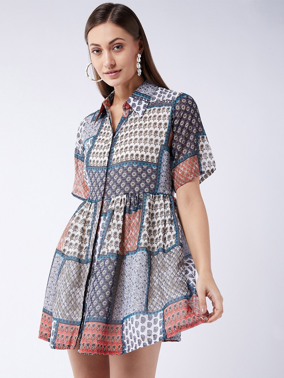 

InWeave Blue Ethnic Motifs Mini Dress