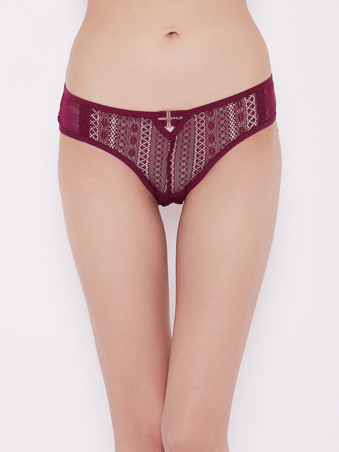 

Clovia Purple Self Design Low Waist Bikini