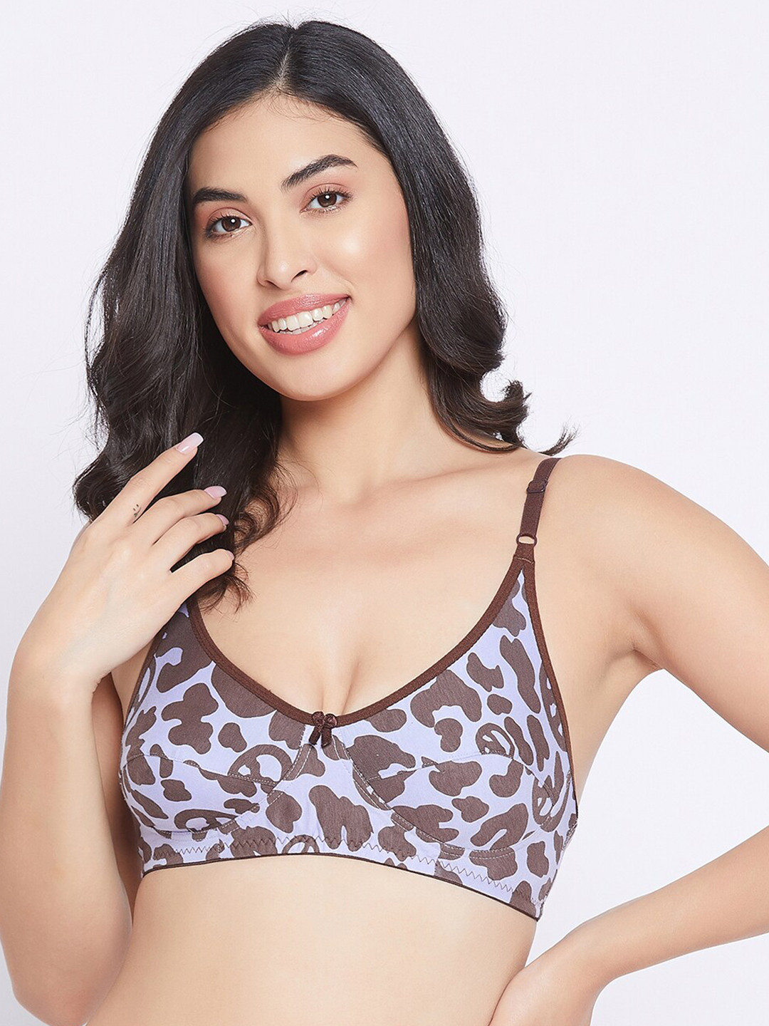 

Clovia Abstract Print Non-Padded Non-Wired Full Cup Cotton Everyday Bra BR0227Q1232B, Purple