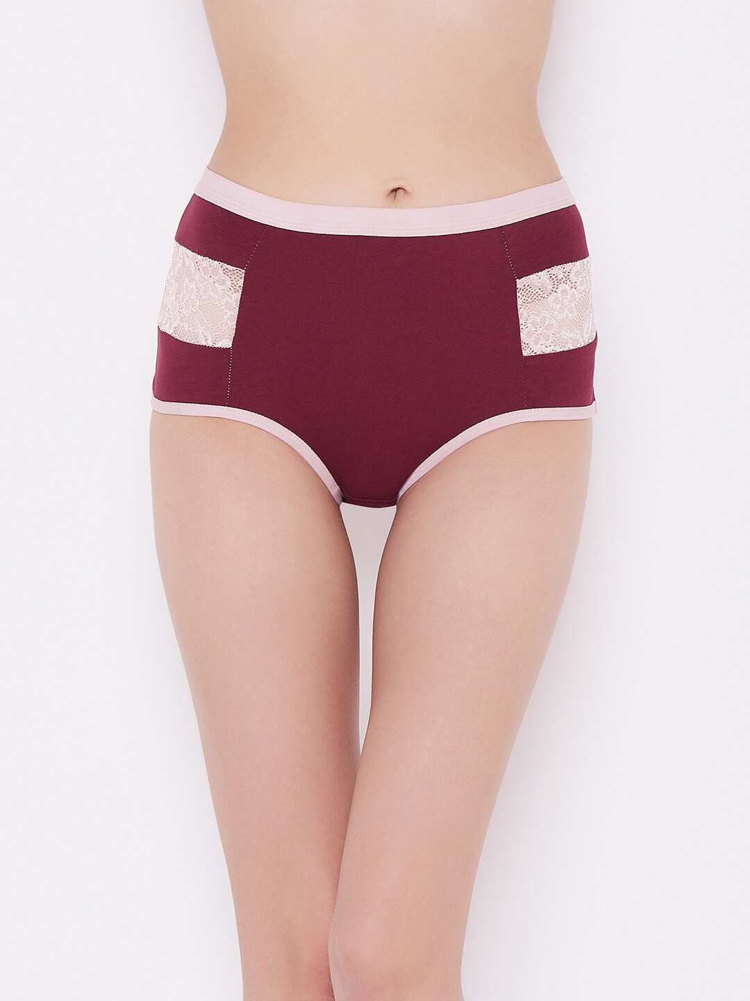 

Clovia Women Maroon Solid Cotton Hipster Briefs