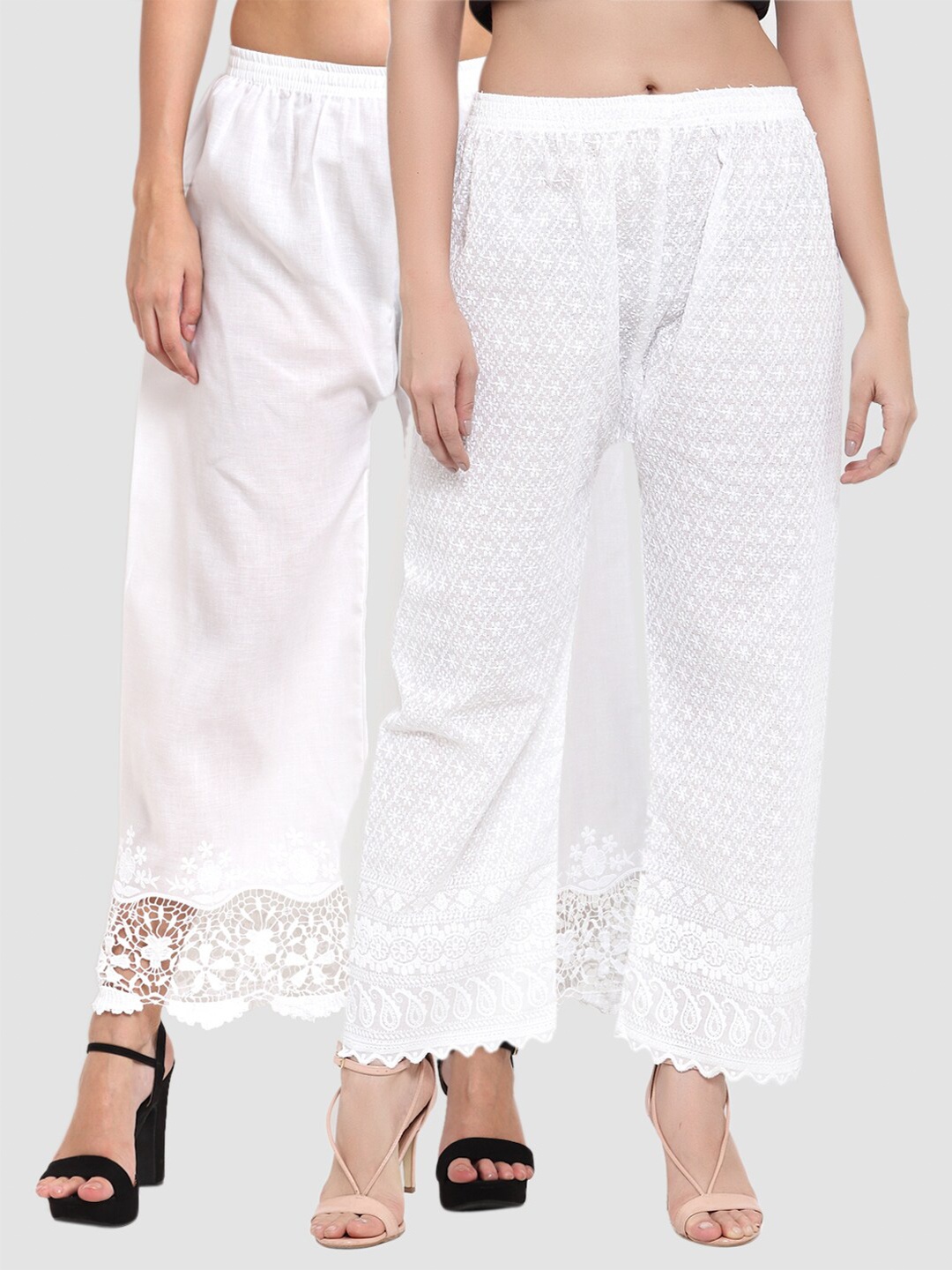

Miaz Lifestyle Women Pack of 2 Palazzos, White