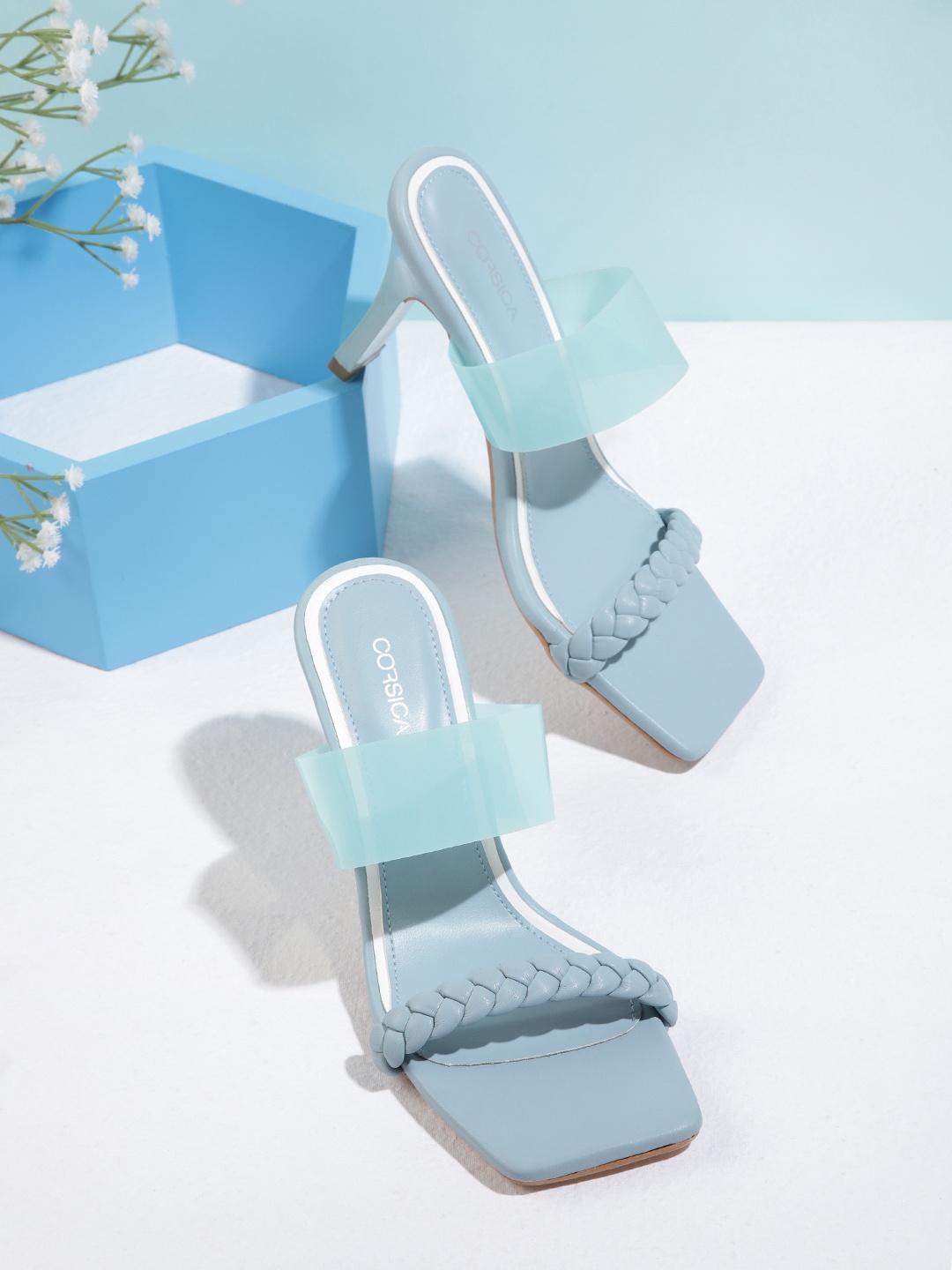 

CORSICA Blue Braided Detail Block Heels