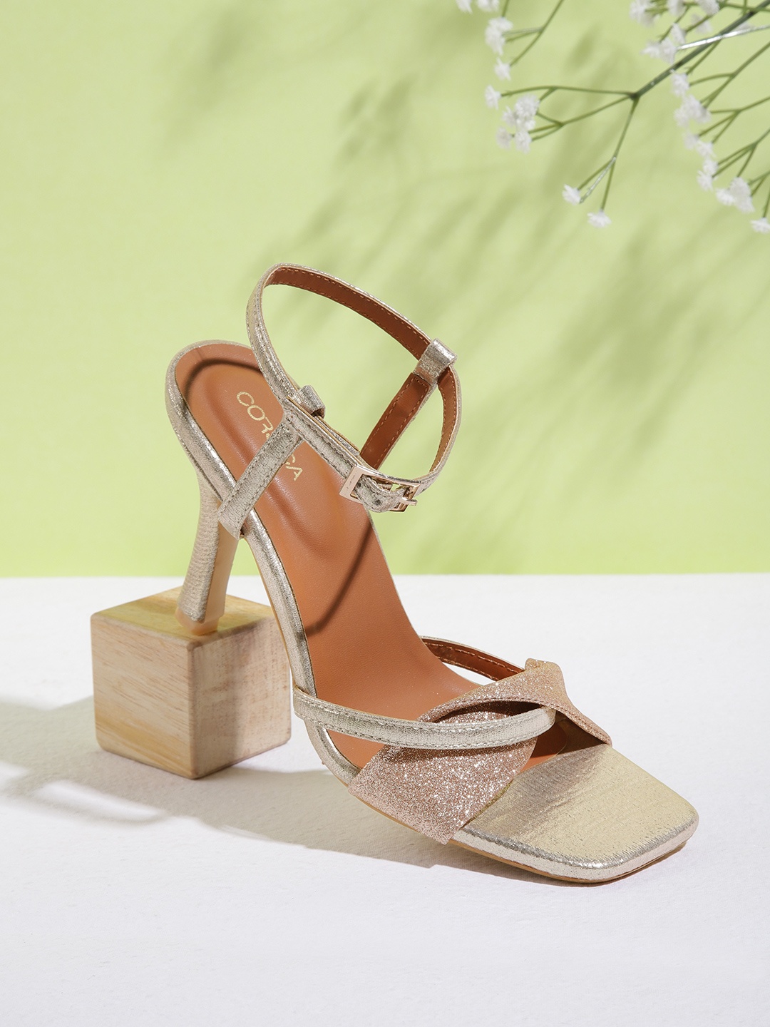 

CORSICA Women Rose Gold & Gold-Toned Party Block Heels