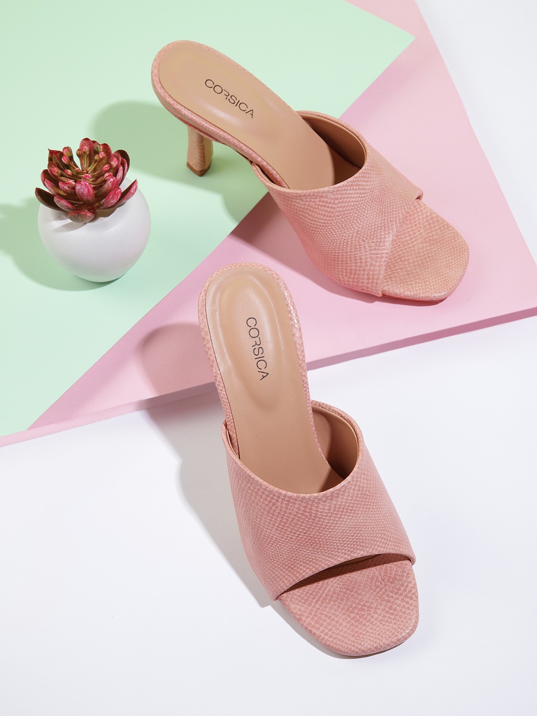 

CORSICA Pink Textured Stiletto Sandals