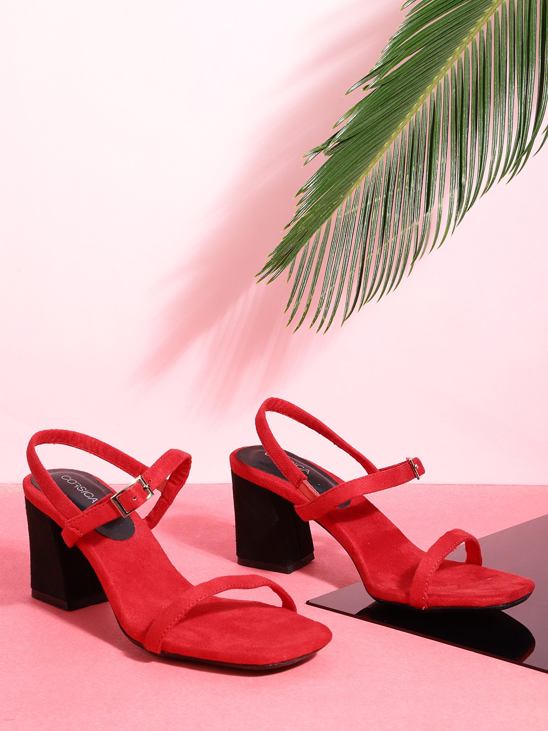 

CORSICA Red Solid Block Heels