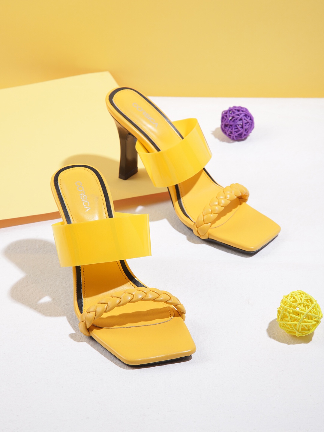 

CORSICA Canary Yellow Braided Design Sandals