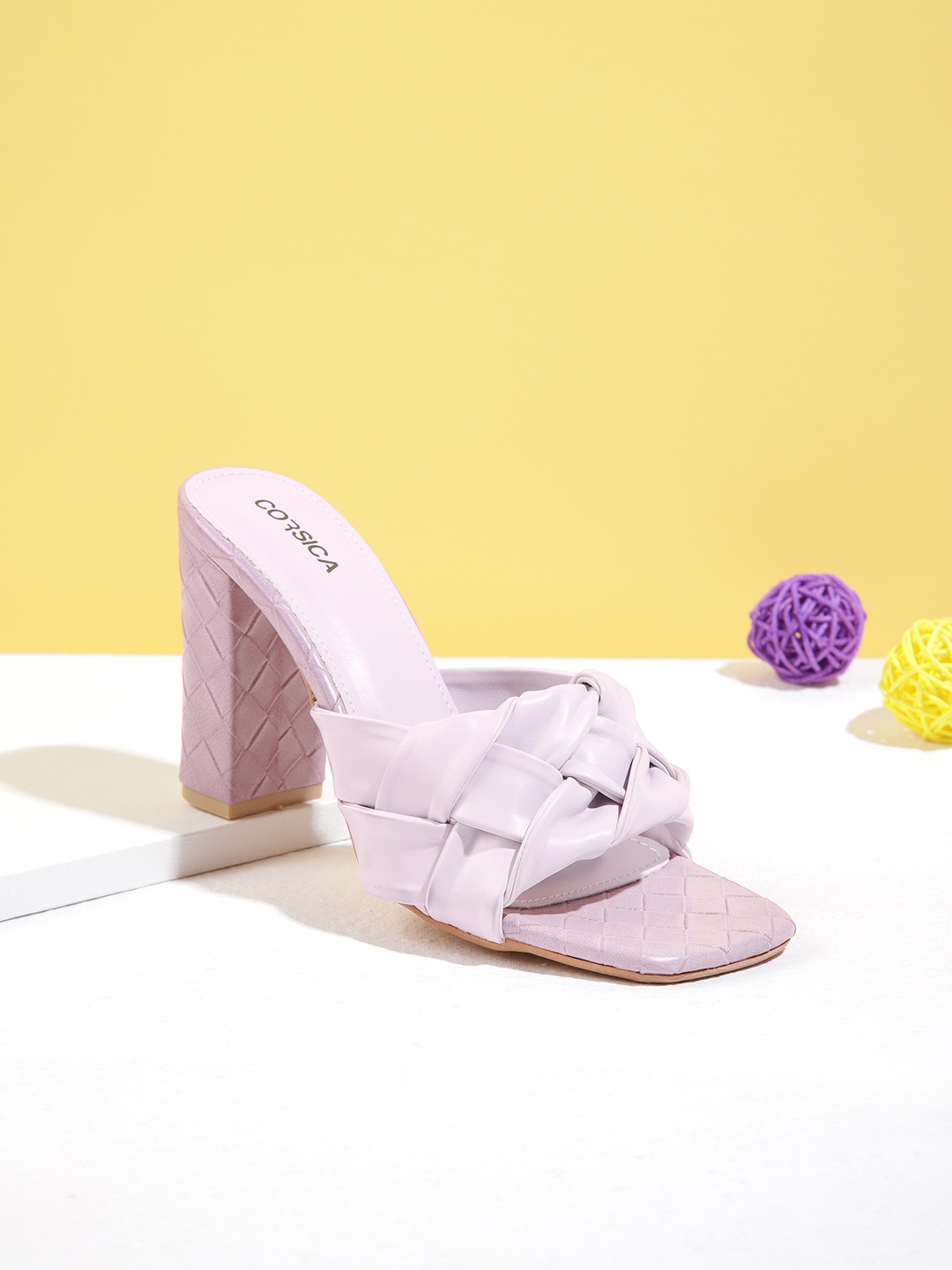 

CORSICA Lilac Woven Design Block Heels, Lavender