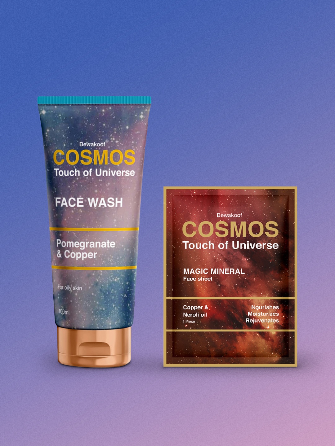 

BEWAKOOF COSMOS Mineral Face Sheet Mask & Face Wash Combo, White