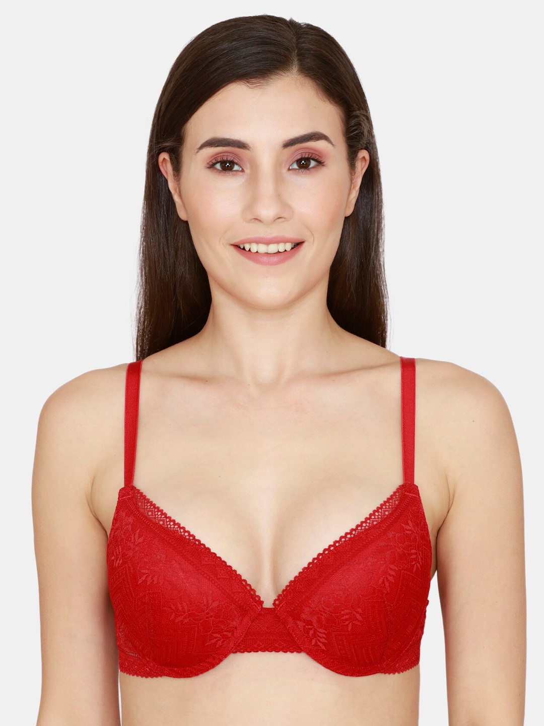 

Zivame Red Push-Up Bra Underwired Lightly Padded