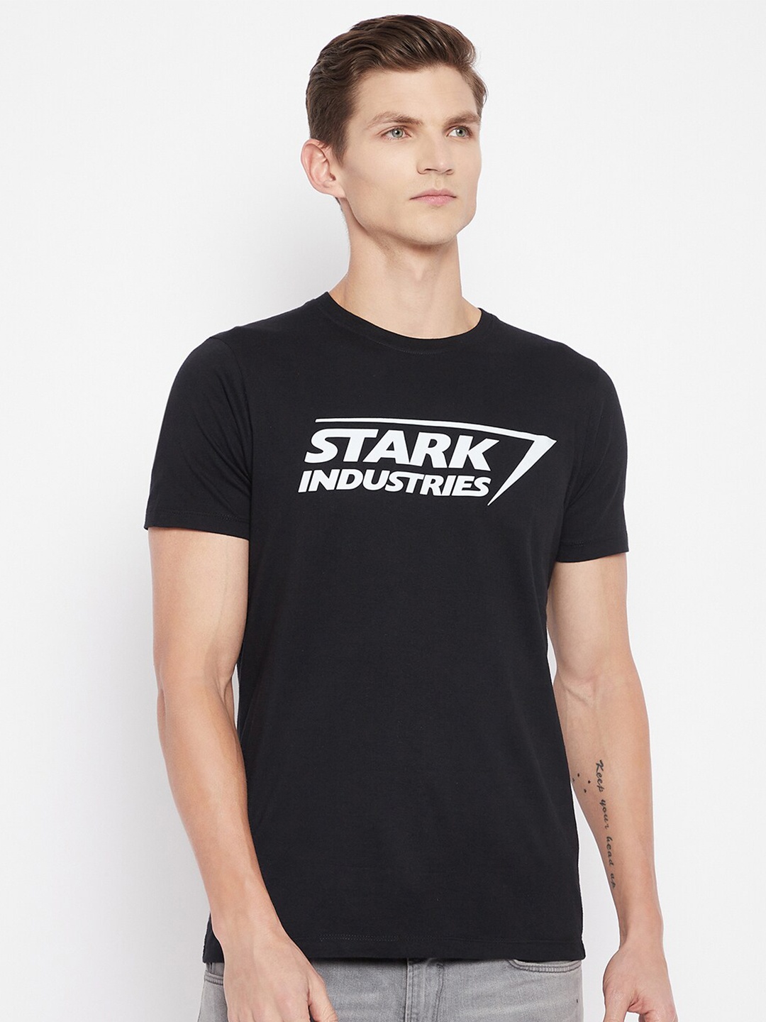 

Marvel by Wear Your Mind Men Black Typography Printed Pockets T-shirt