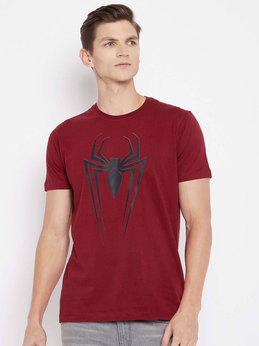 

Marvel by Wear Your Mind Men Maroon Printed Pockets T-shirt