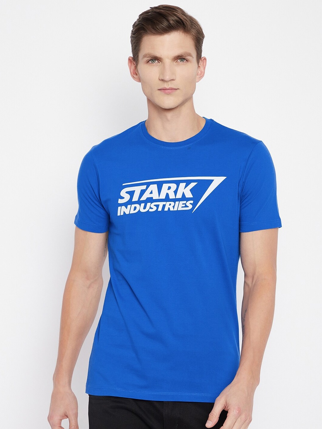 Marvel by Wear Your Mind Men Blue Typography Pockets T-shirt