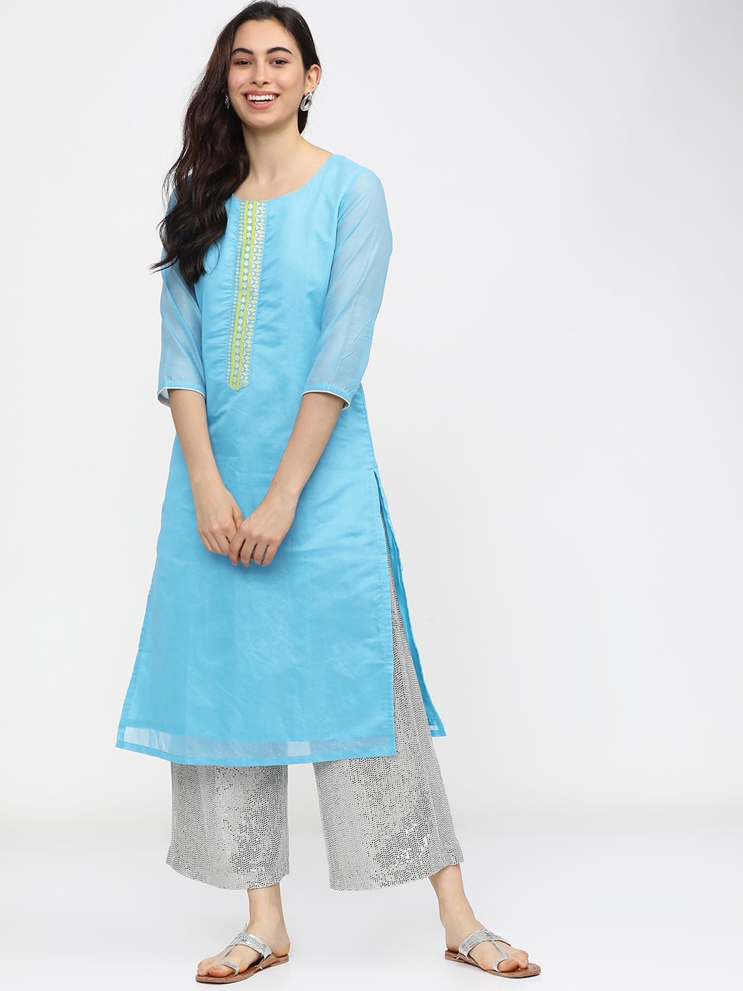 

Vishudh Women Blue Gotta Patti Kurta