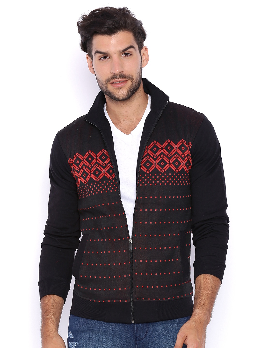 

Campus Sutra Black & Red Sweatshirt