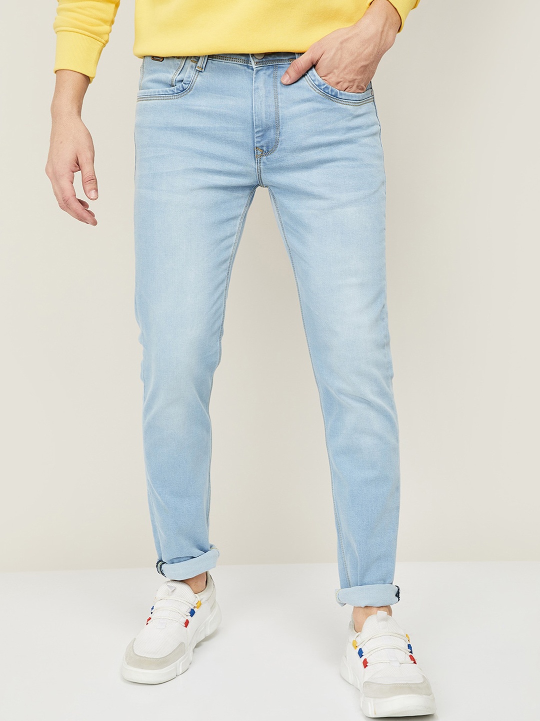 

Forca by Lifestyle Men Blue Light Fade Cotton Jeans