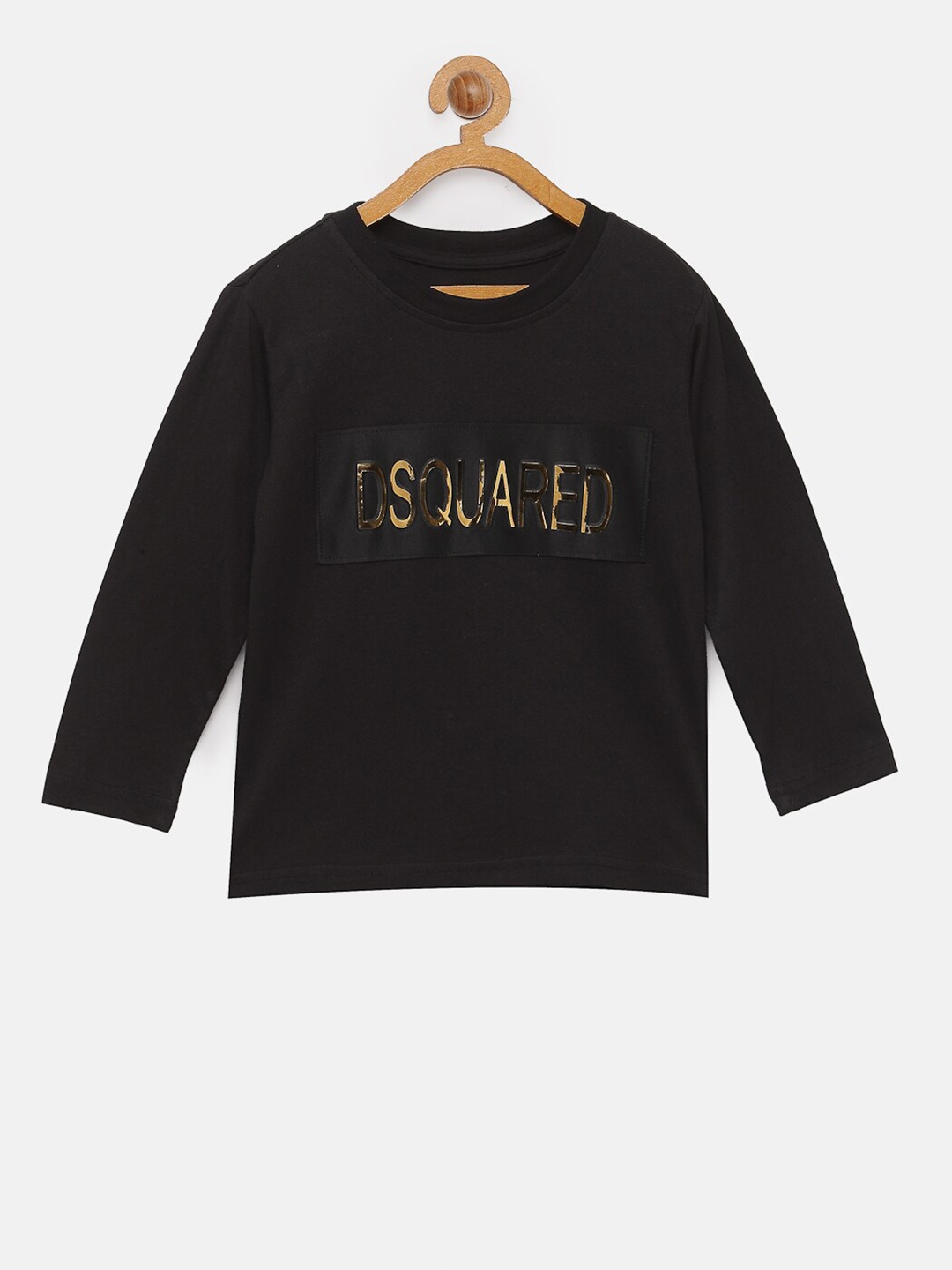 

NYNSH Boys Black Typography Printed Applique T-shirt