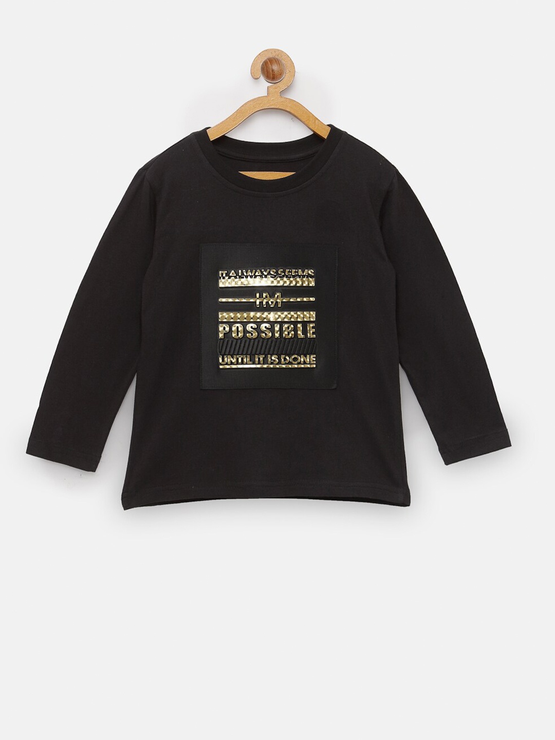 

NYNSH Boys Black Typography Printed T-shirt