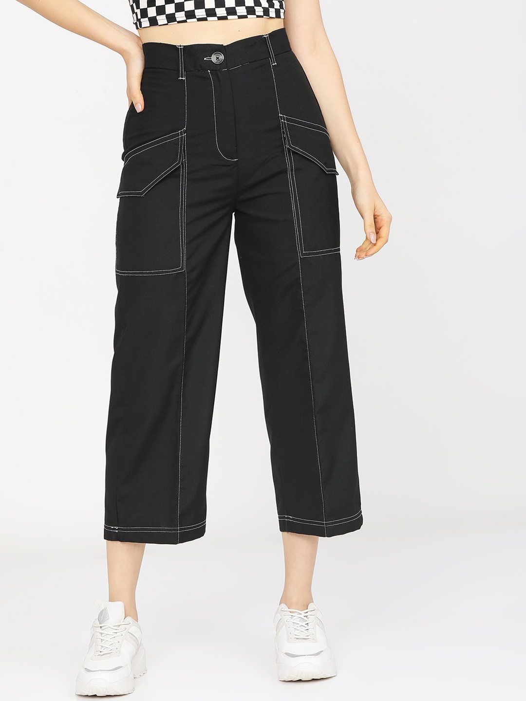 

Tokyo Talkies Women Black Straight Fit Culottes Trousers