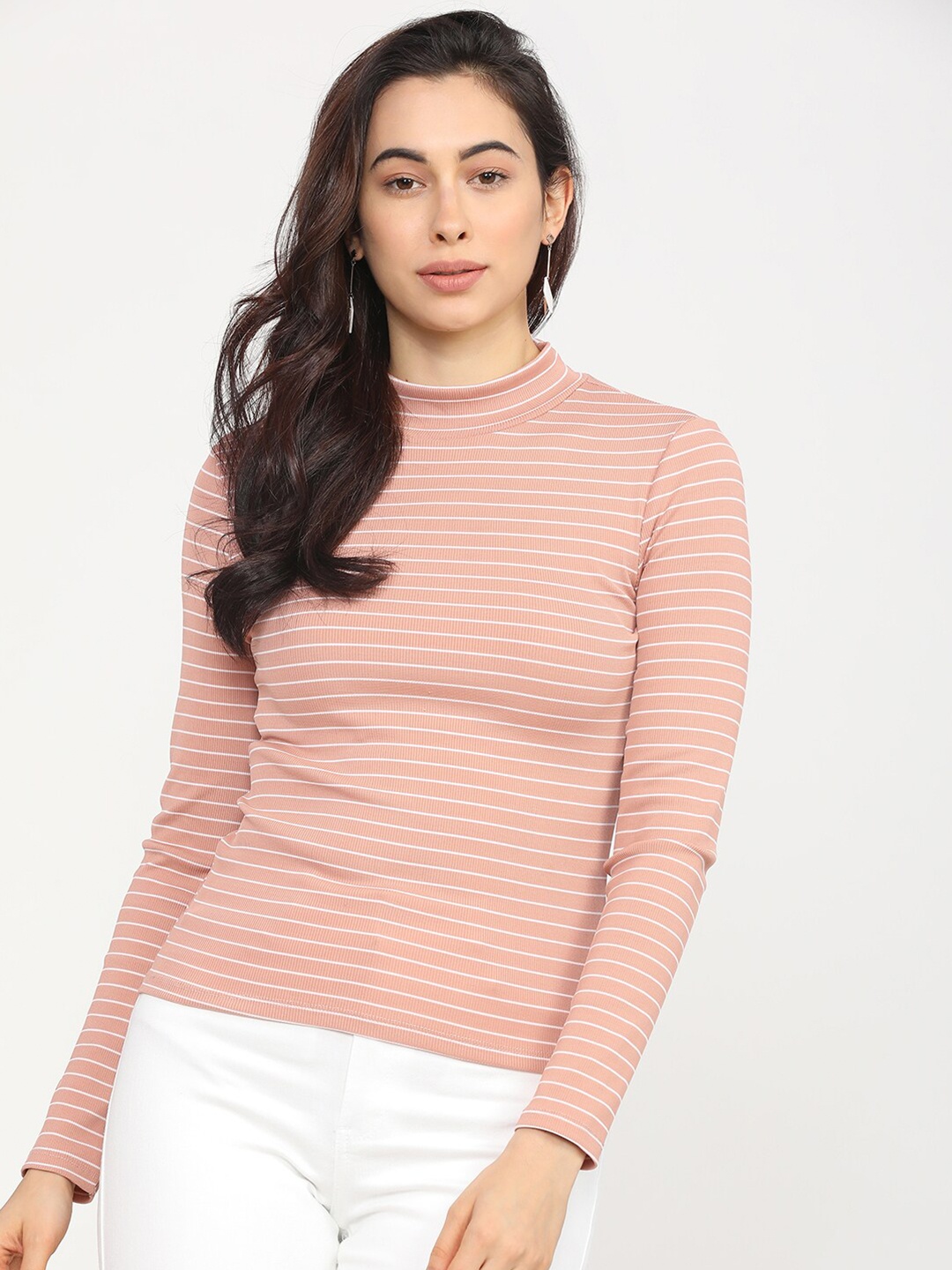 

Tokyo Talkies Pink Striped Regular Top