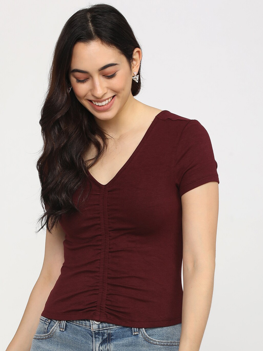 

Tokyo Talkies Maroon Regular Top