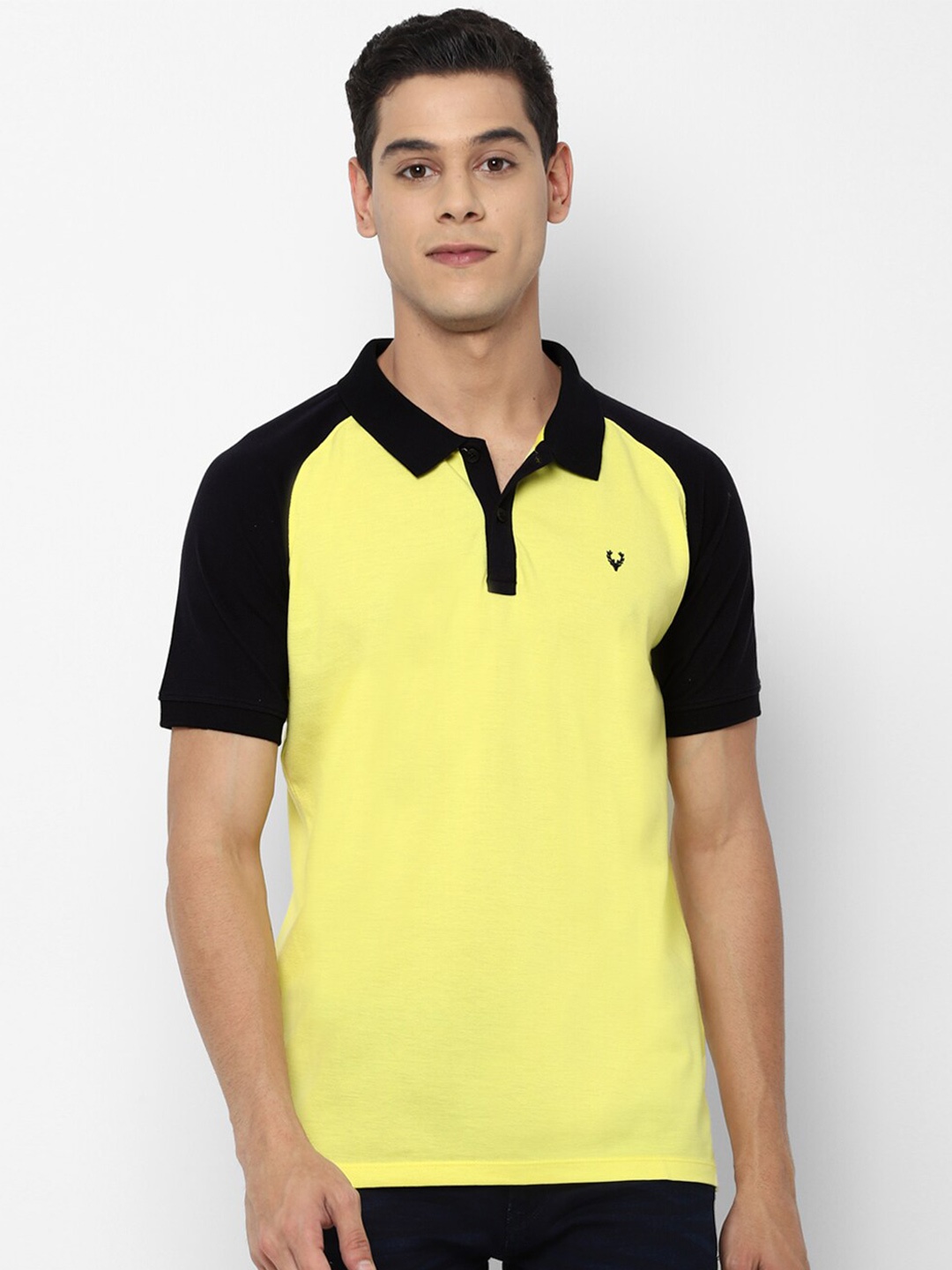 

Allen Solly Men Yellow Colourblocked Polo Collar Pockets T-shirt