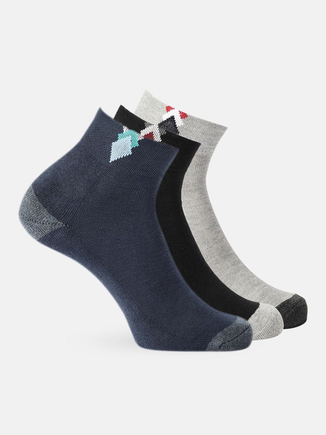 

Roadster Men Pack of 3 Above Ankle-Length Socks, Grey melange