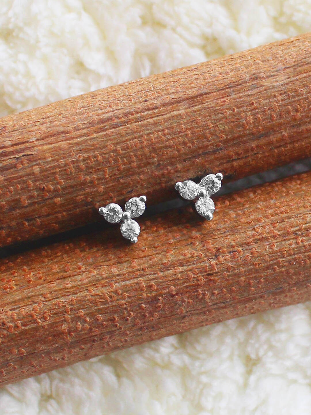 

ERILINE JEWELRY Silver-Toned 925 Sterling Silver & American Diamond Studs
