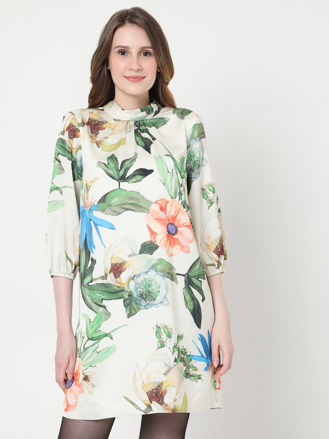 

Vero Moda Cream-Coloured Floral A-Line Dress