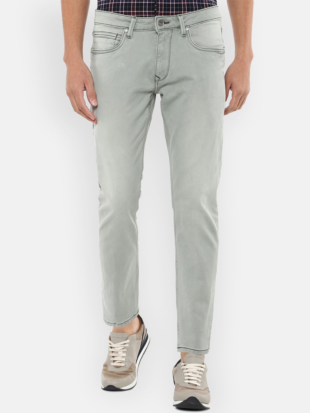 

Louis Philippe Jeans Men Grey Mildly Distressed Heavy Fade Jeans