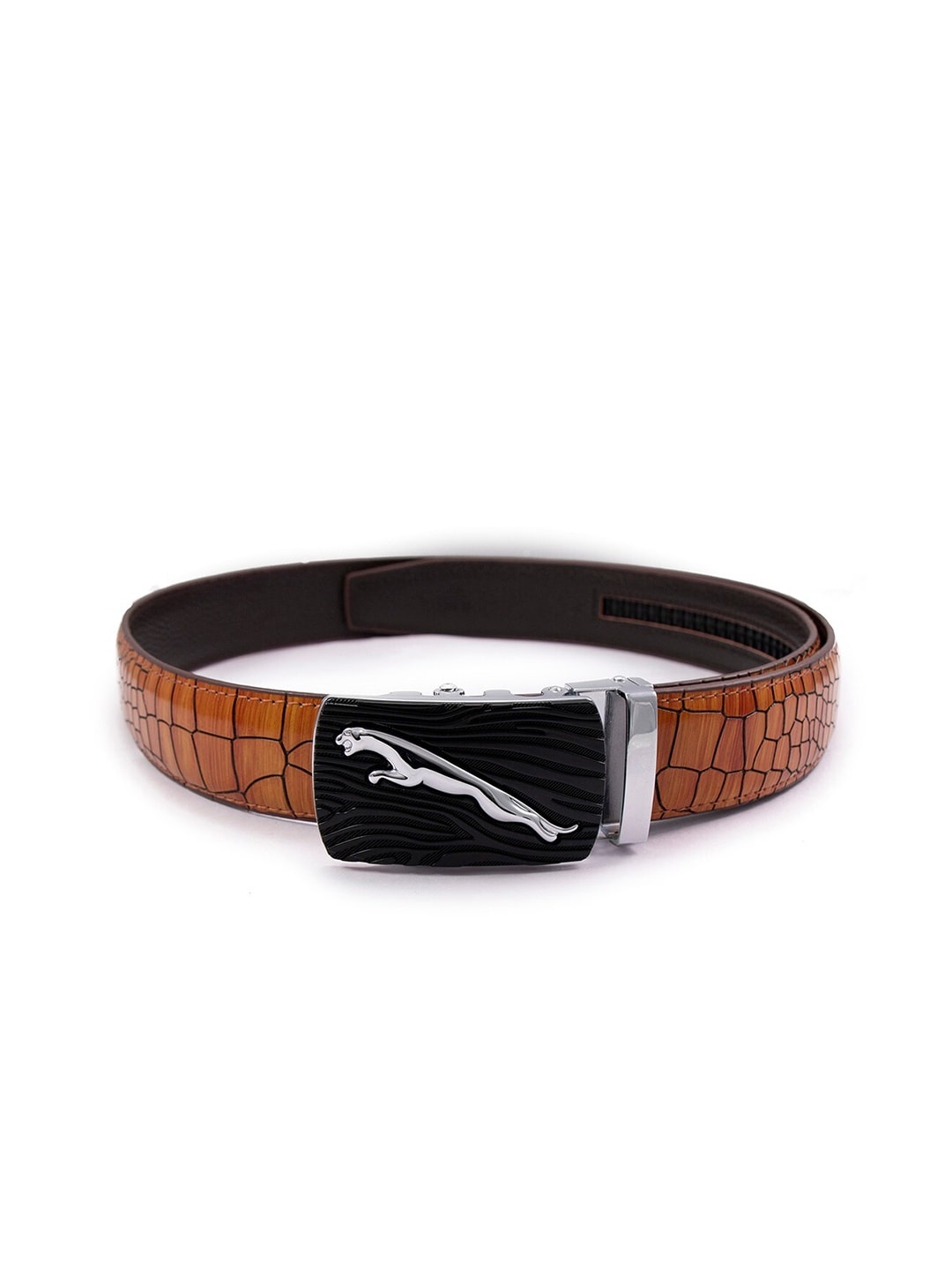 

BANGE Men Brown Animal Textured Leather Belt