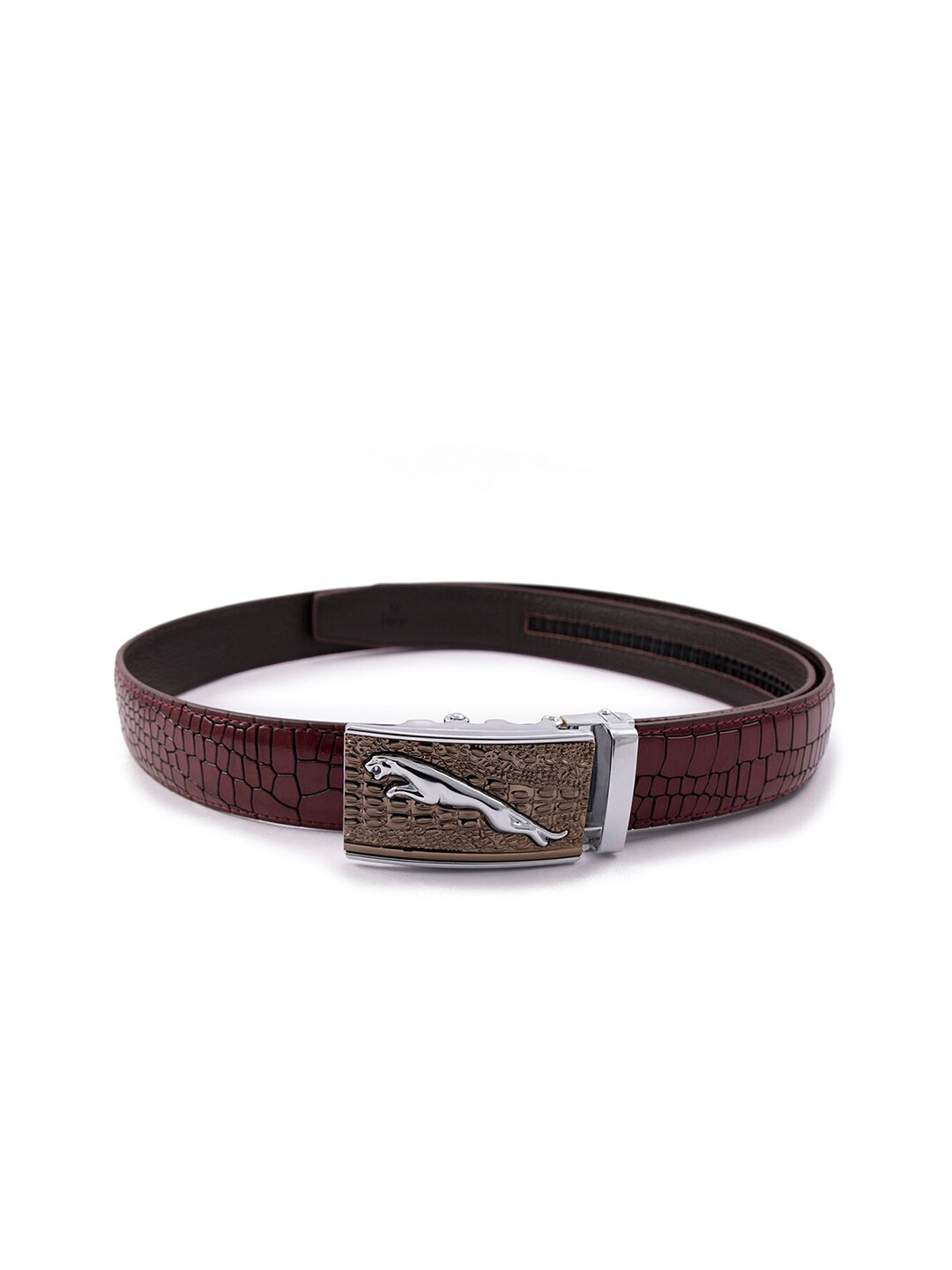 

BANGE Men Red Textured Leather Belt