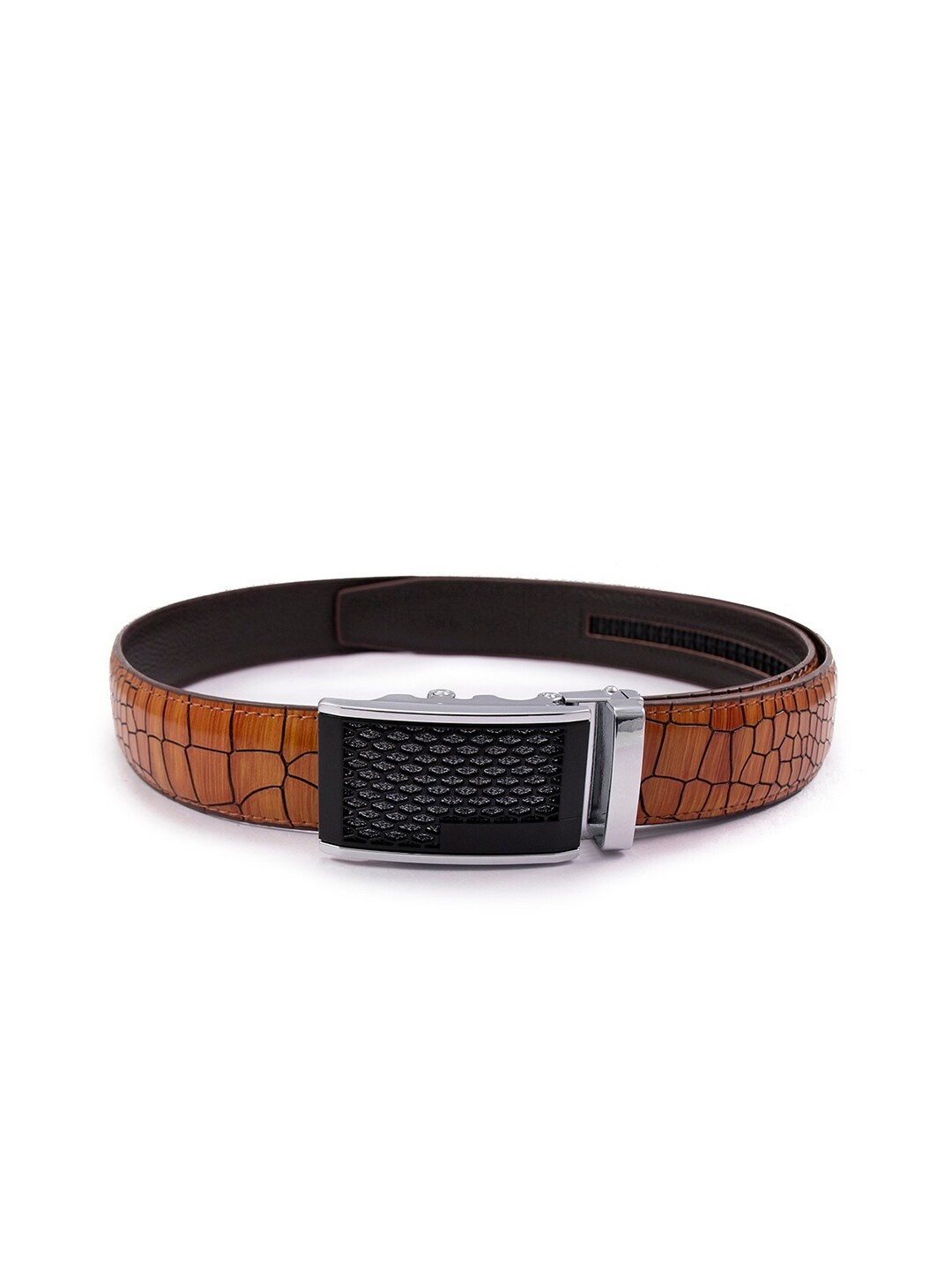 

BANGE Men Brown Textured Leather Belt