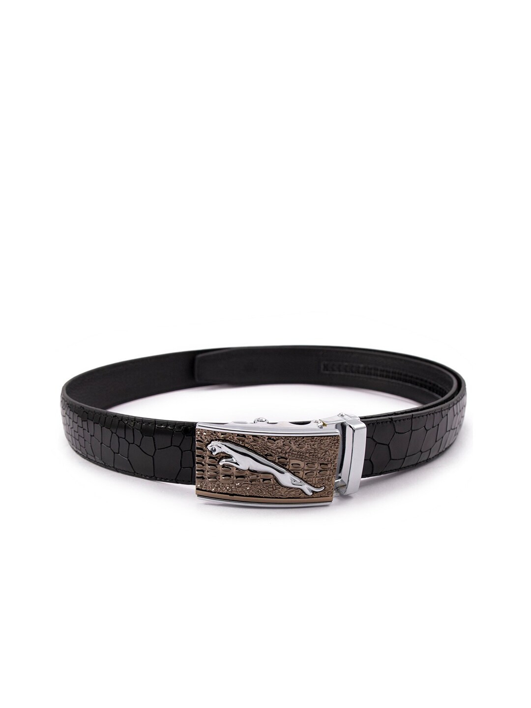 

BANGE Men Black Textured Leather Formal Belt