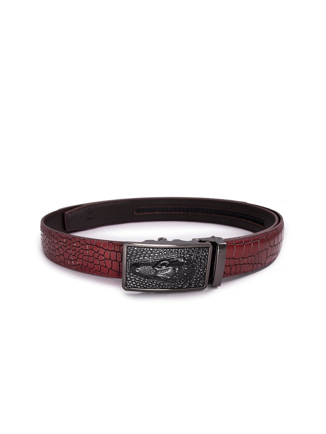 

BANGE Men Red Textured Leather Belt