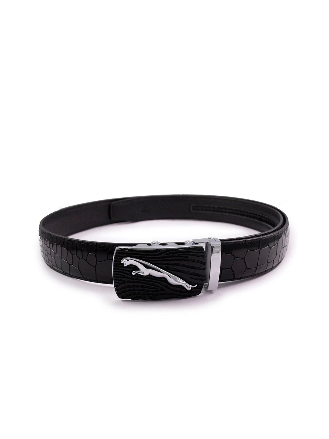 

BANGE Men Black Textured Leather Belt