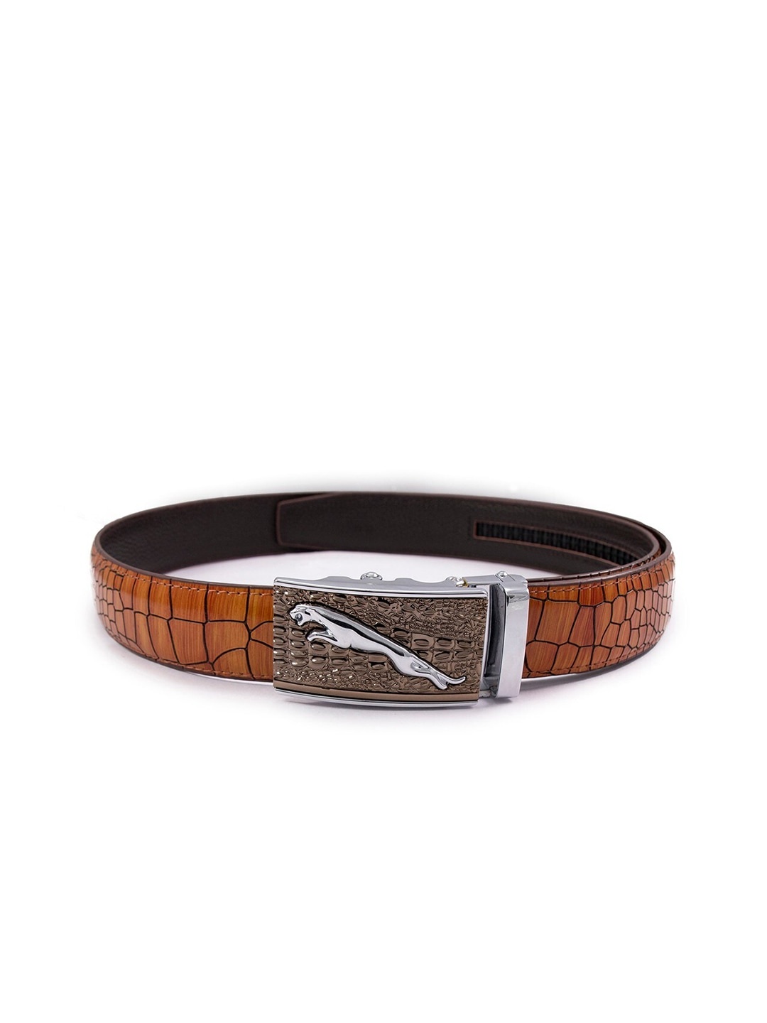 

BANGE Men Brown Textured Leather Belt