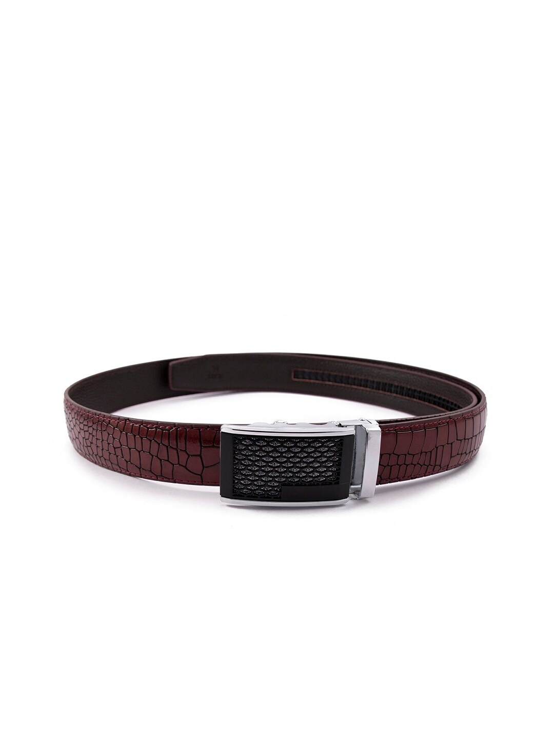 

BANGE Men Red Textured Leather Belt
