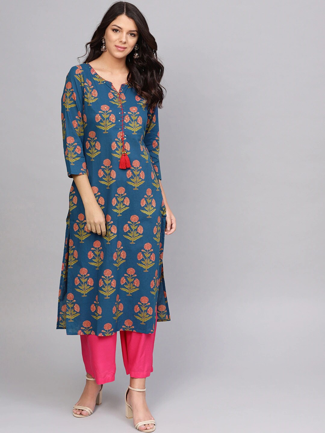 

Varanga Women Blue Mirror Work Anarkali Kurta