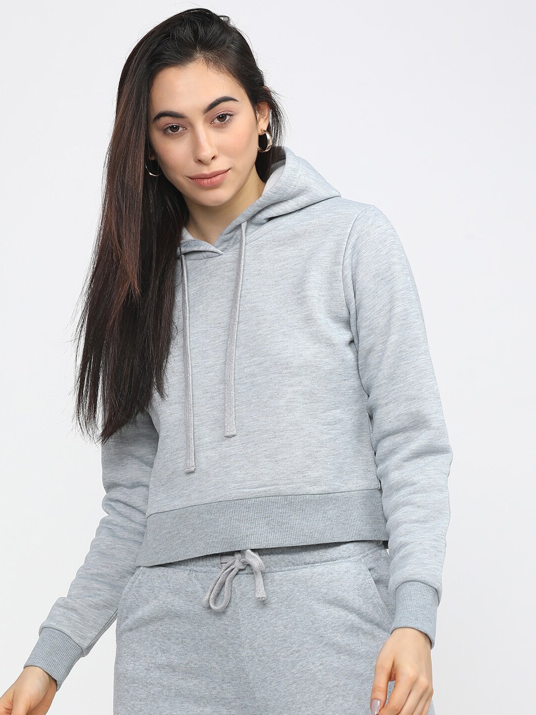 

Tokyo Talkies Women Grey Hooded Sweatshirt